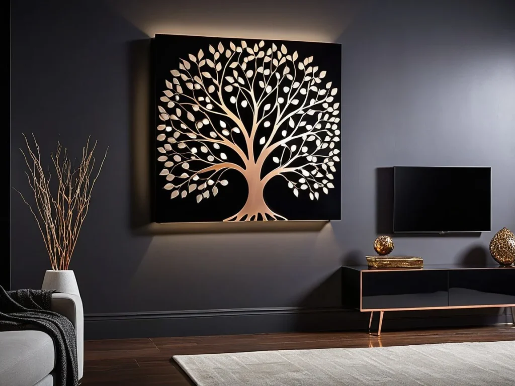 tv lounge led wall art idea 