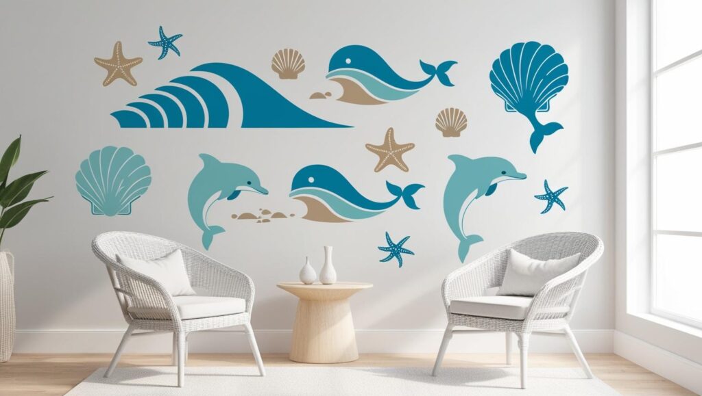 Beautiful ocean wall art stickers ideas.