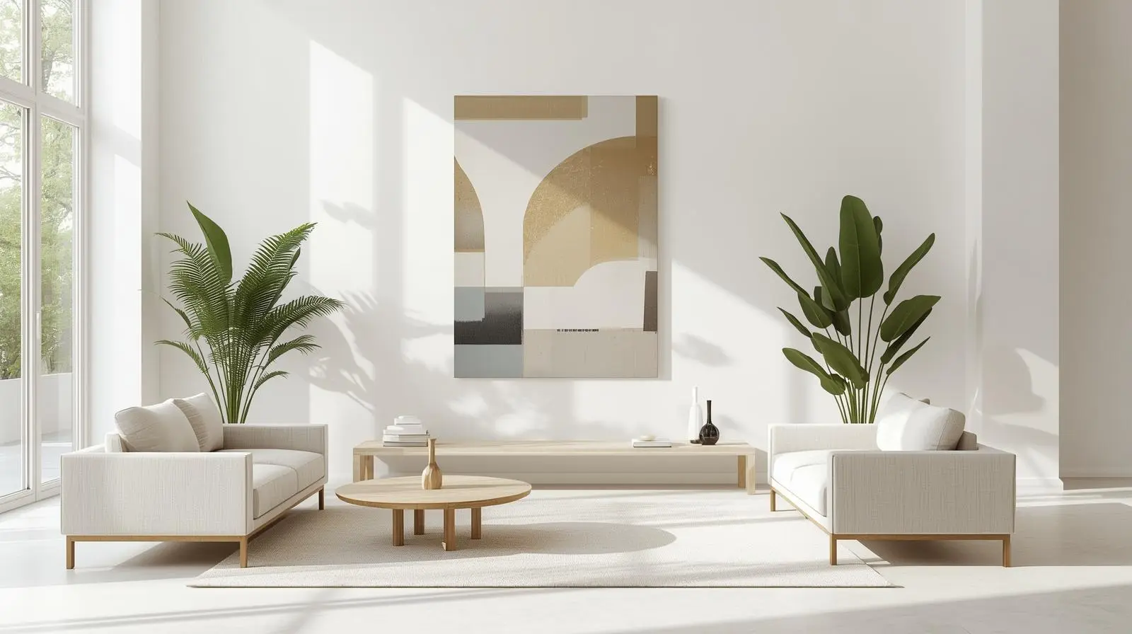 Modern Abstract Wall Art in Minimalist Living Room