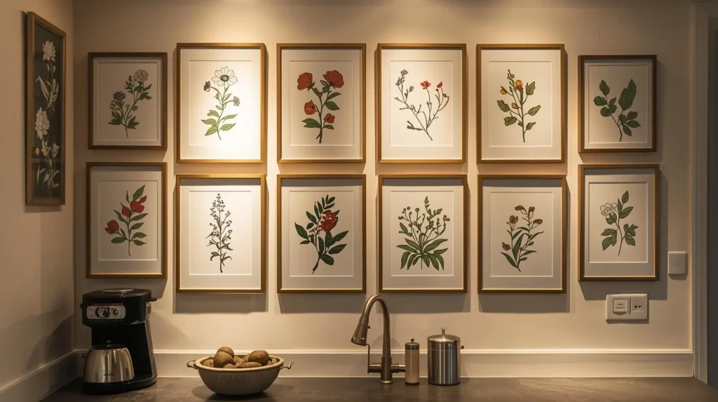 Printable herb illustration artwork for kitchen gallery wall