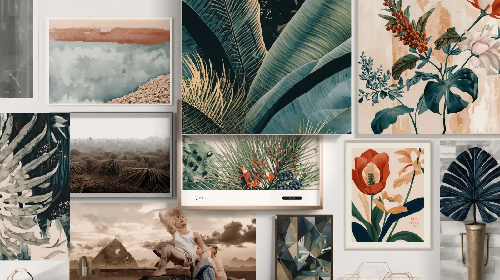 Collage of 2026 oversized art trends.